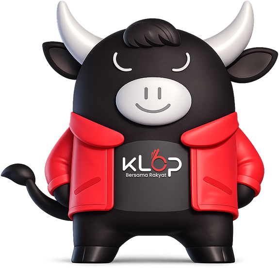 KLOPI maskot KLOP berdiri percaya diri